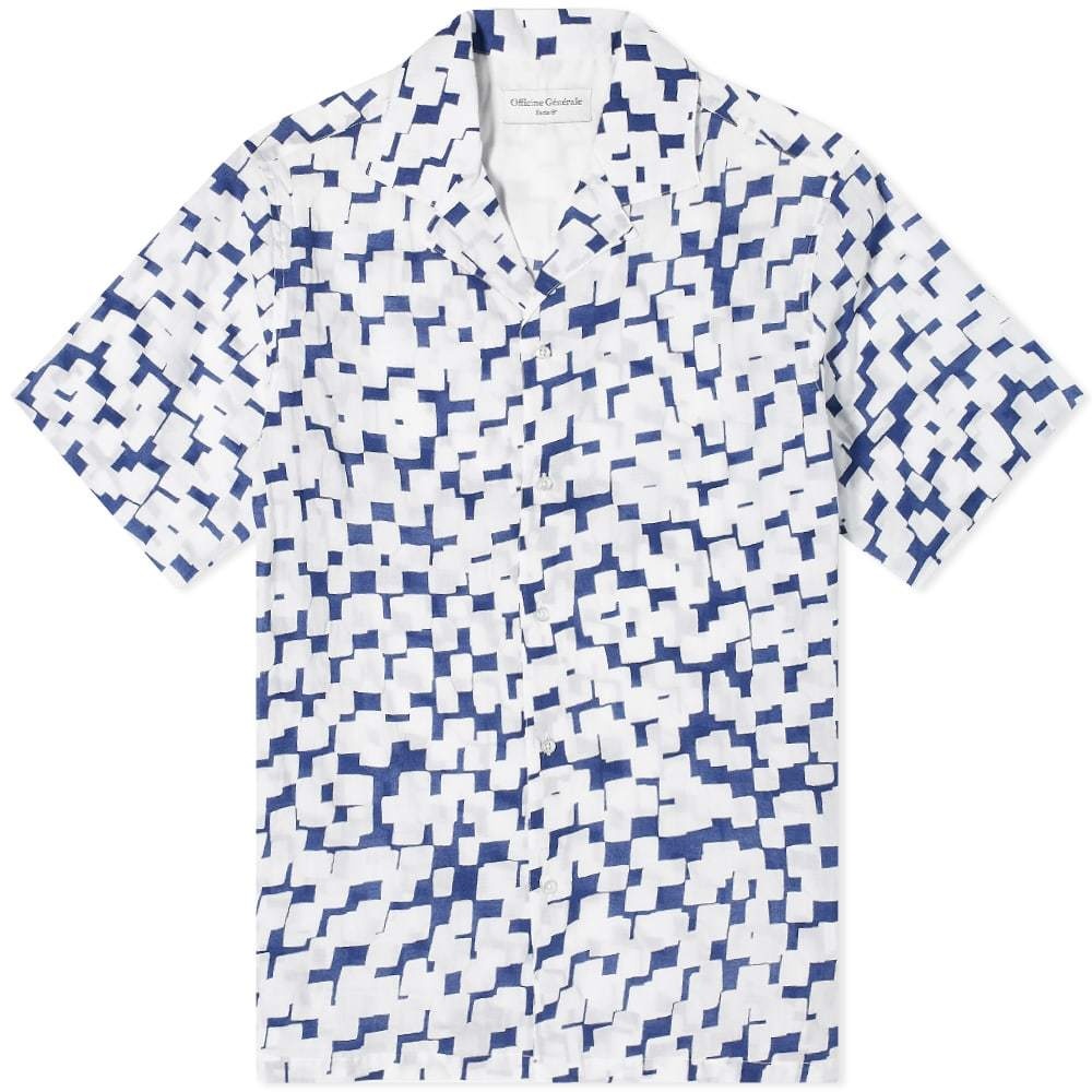 Photo: Officine Generale Short Sleeve Eren Geometric Print Shirt