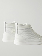 Christian Louboutin - Lou Spikes Orlato Studded Leather and Mesh High-Top Sneakers - White