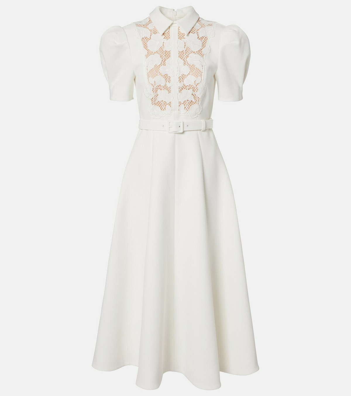 Rebecca Vallance Parrish belted lace-trimmed midi dress