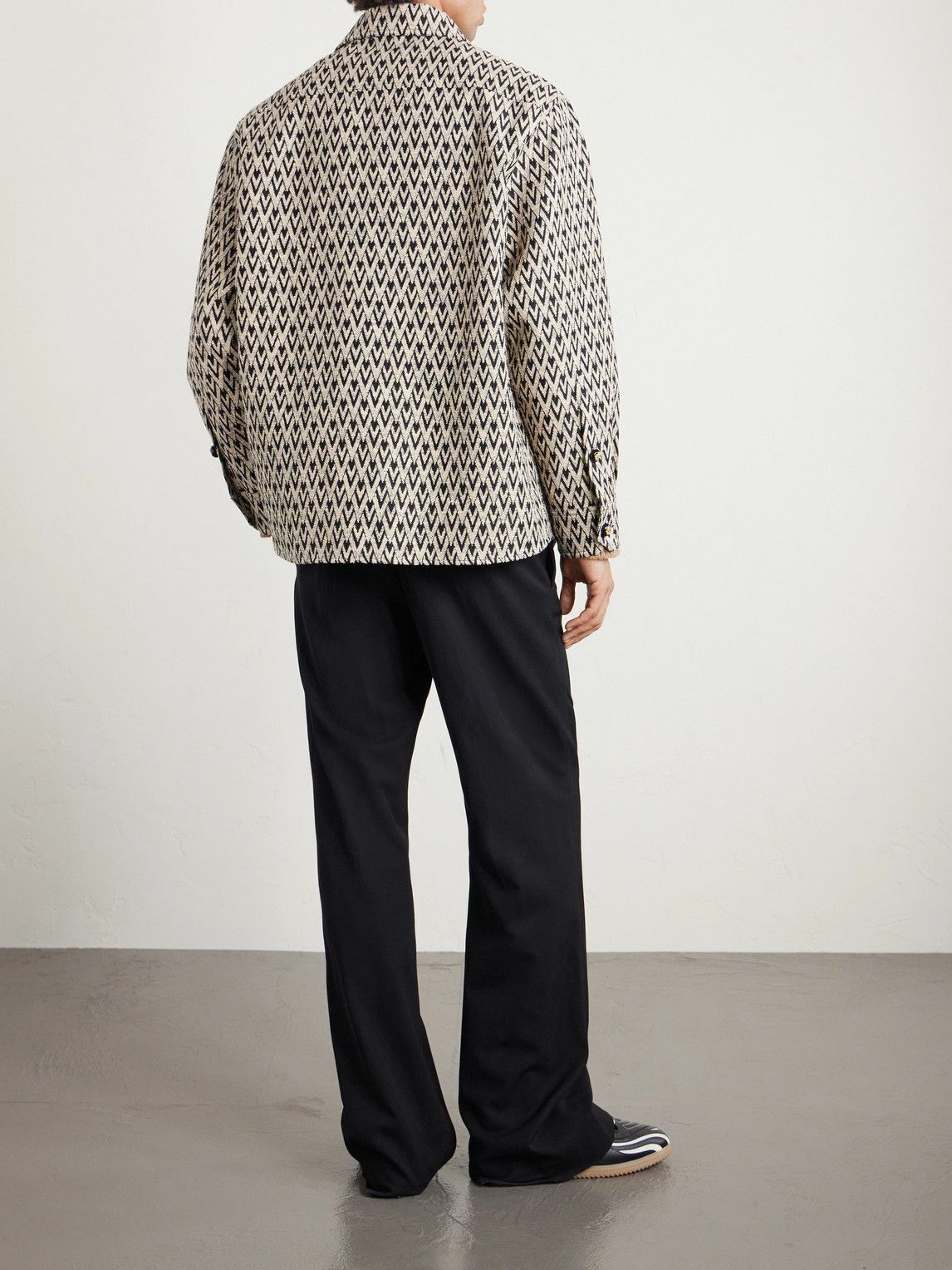Valentino Garavani - Toute La V Cotton-Blend Jacquard Jacket - Neutrals
