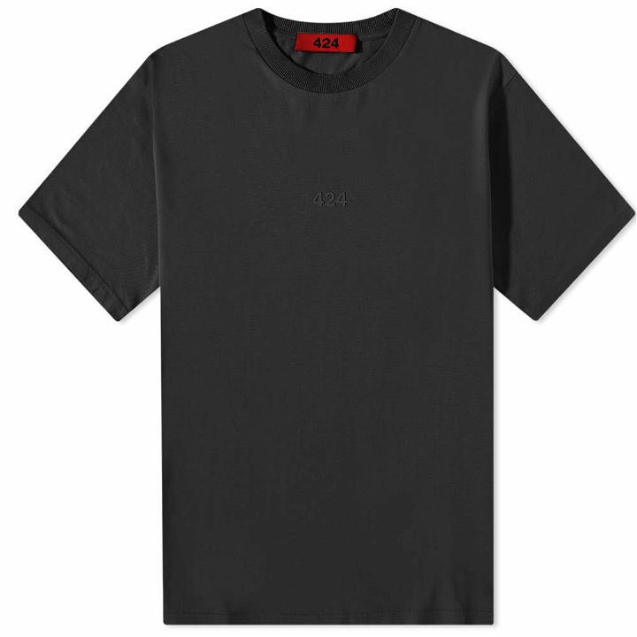 Photo: 424 Men's Tonal Embroidery Logo T-Shirt in Black