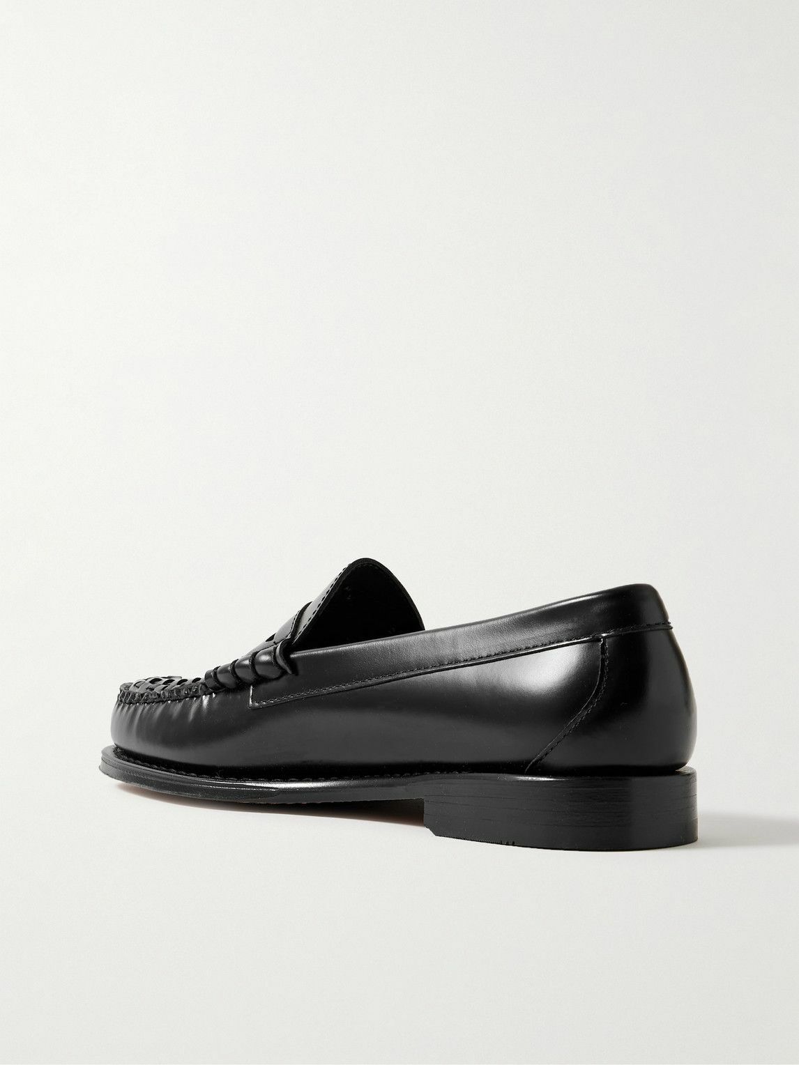 G.H. BASS - Weejuns Heritage Larson Weave Polished-Leather Penny Loafers - Black