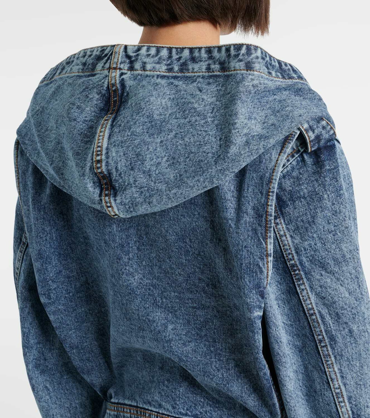 Alaïa Belted hooded denim jacket