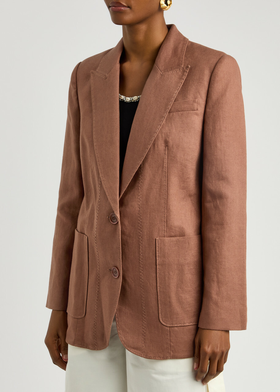 Zimmermann Illuminate Linen Blazer Brown