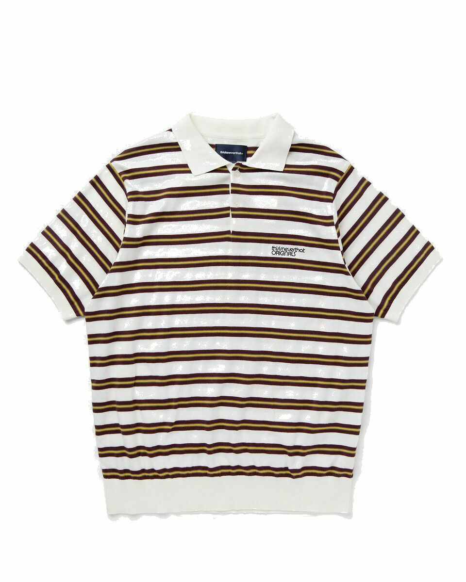 Photo: Thisisneverthat Striped Knit Polo Beige - Mens - Polos