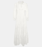 Self-Portrait Lace-trimmed cotton maxi dress