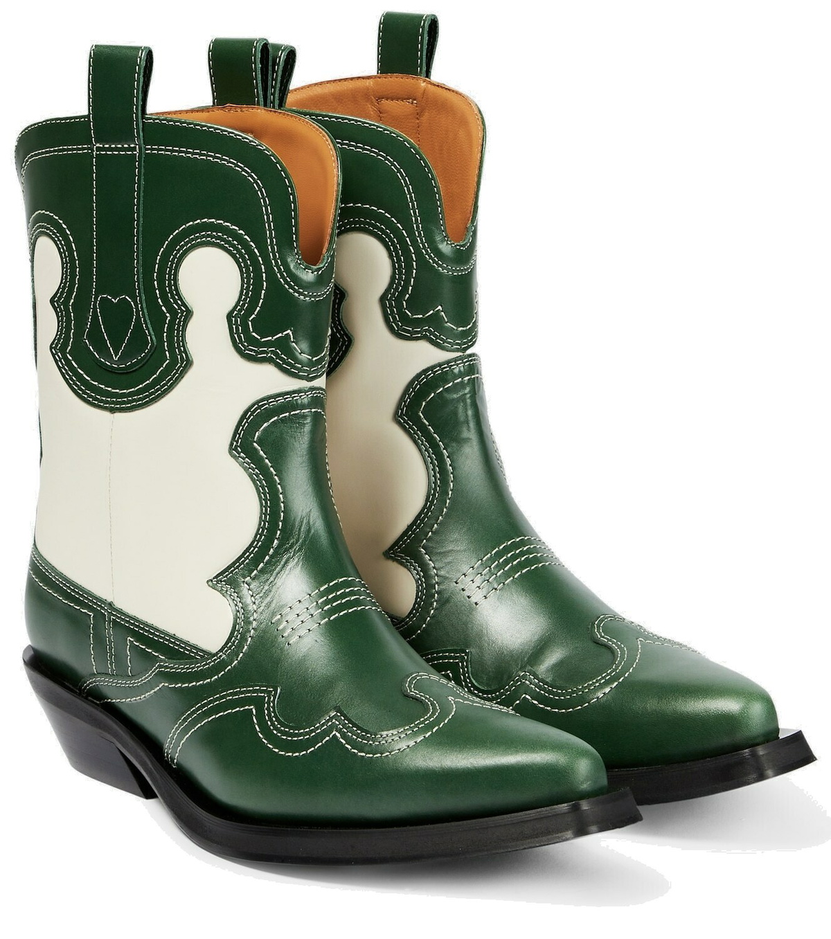 GANNI ブーツ Leather cowboy boots729858 Ganni - Embroidered leather cowboy boots GANNI