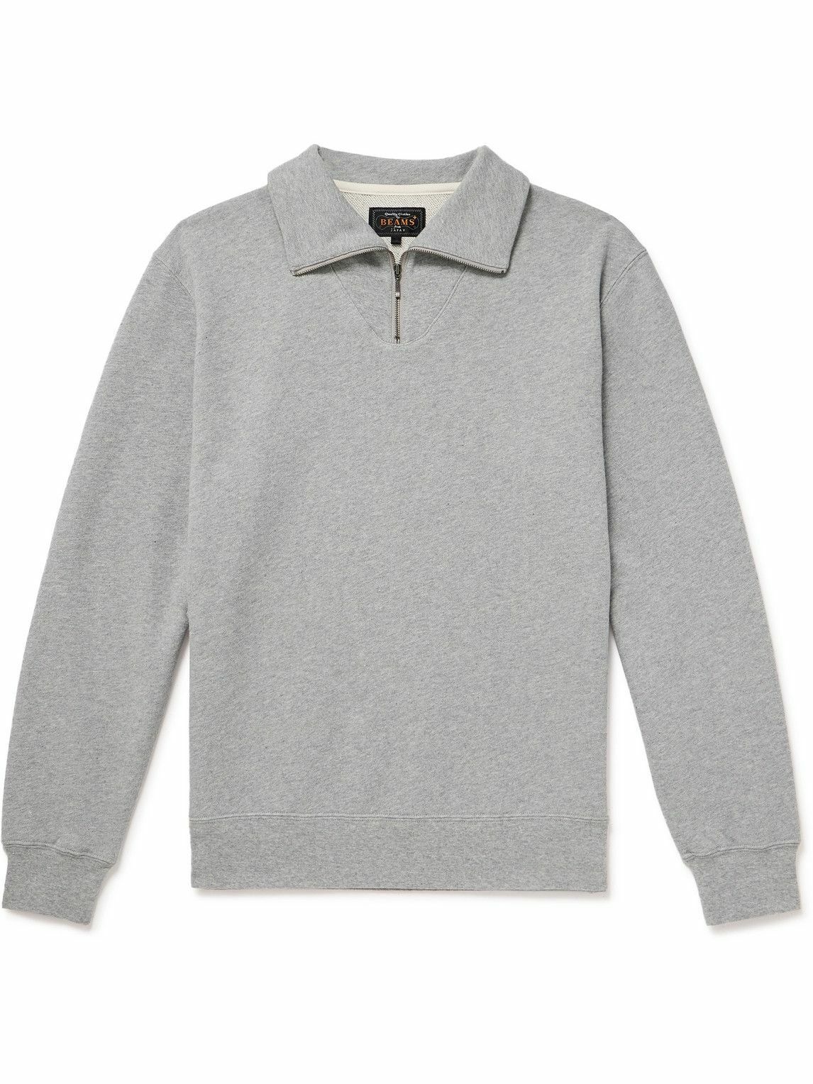 Photo: Beams Plus - Fleece Half-Zip Sweatshirt - Gray