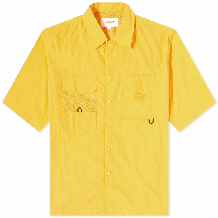 Photo: Checks Downtown Men's Nylon Fishing Shirt in Marigold