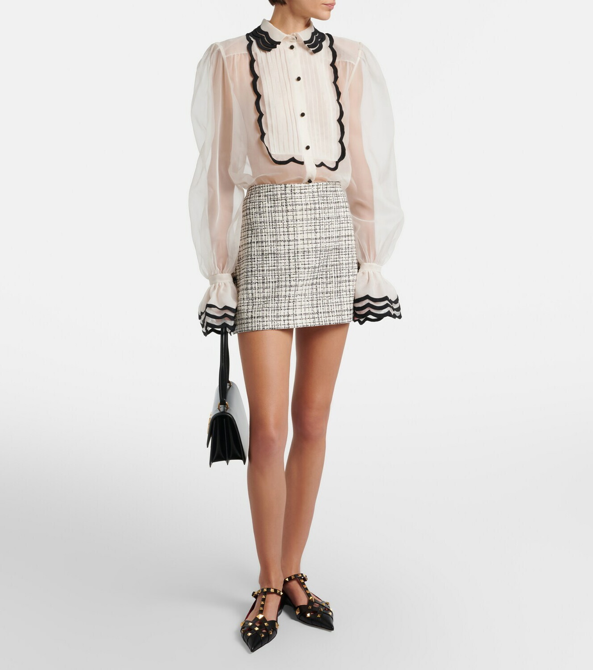 Valentino Cotton-blend tweed miniskirt