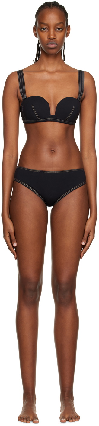 La Perla Black Contrast Stitch Bikini Bottom