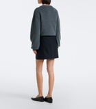 Plan C Embellished wool-blend gabardine miniskirt
