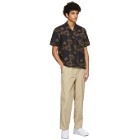 Soulland Navy and Tan Floral Pappy Short Sleeve Shirt