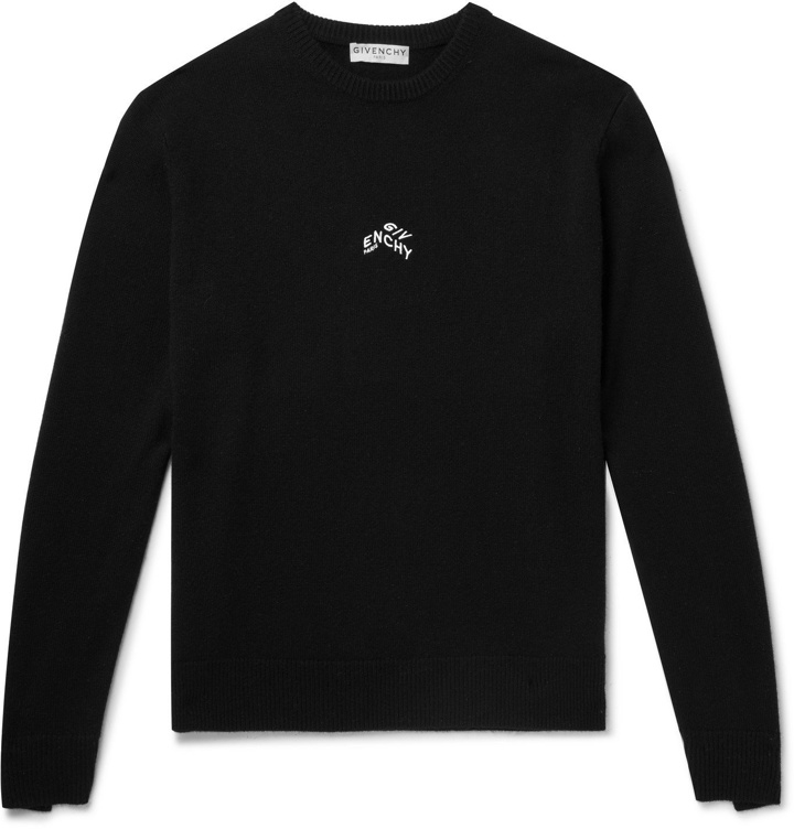 Photo: GIVENCHY - Logo-Embroidered Cashmere Sweater - Black