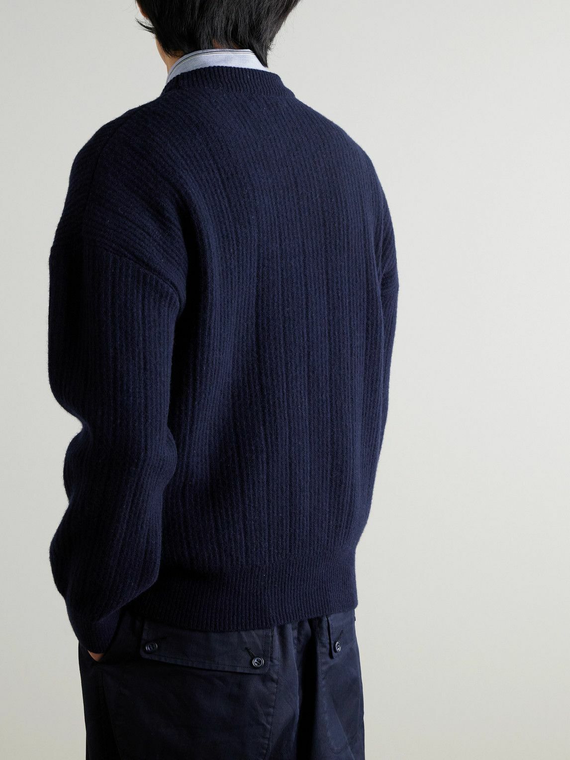 Oliver Spencer - Burley Ribbed Wool Sweater - Blue