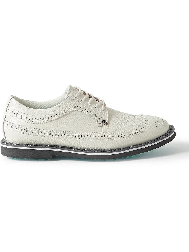 Photo: G/FORE - Gallivanter Pebble-Grain Leather Wingtip Golf Shoes - White