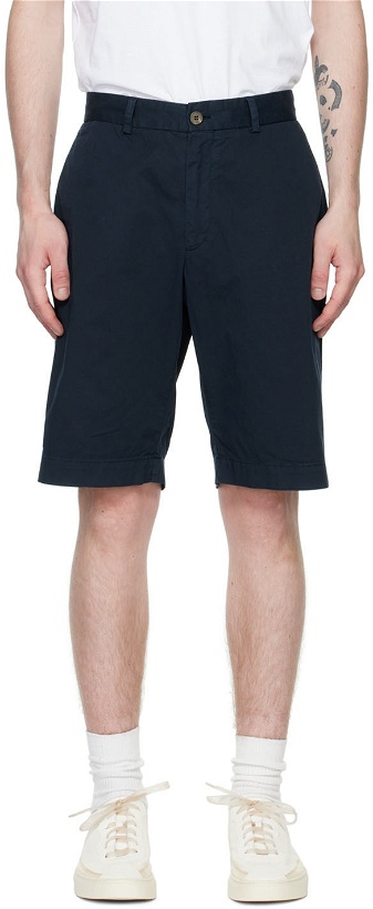 Photo: Sunspel Navy Garment-Dyed Shorts