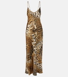 Roberto Cavalli Printed silk satin slip dress