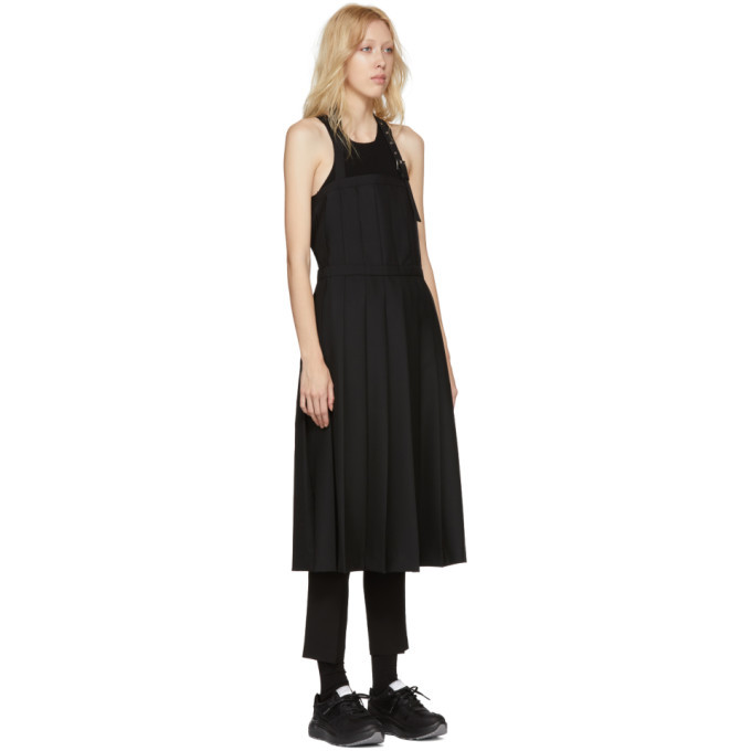 noir kei ninomiya エプロンワンピース Noir Kei Ninomiya Black Wool Pleated Apron Dress Noir Kei Ninomiya