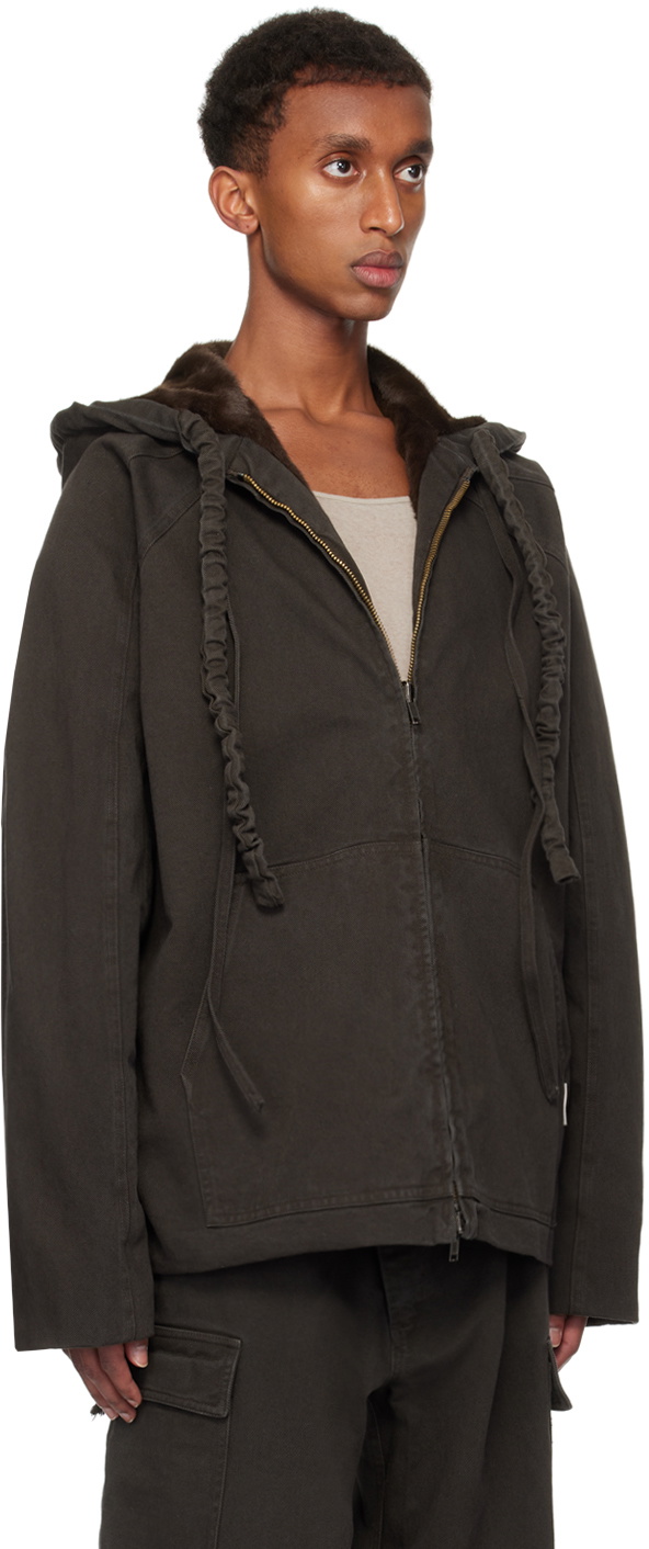 Ottolinger Brown Furry Reversible Denim Jacket