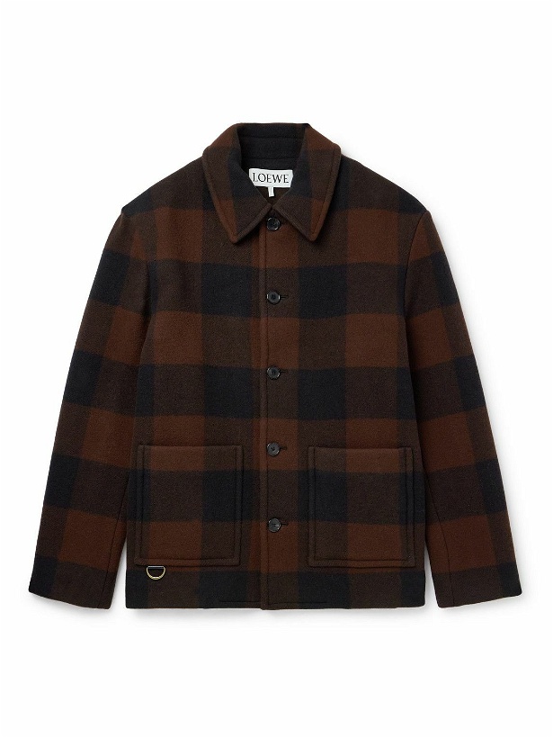Photo: LOEWE - Checked Wool Shirt Jacket - Brown