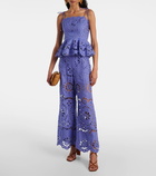 Zimmermann Pop embroidered peplum linen top