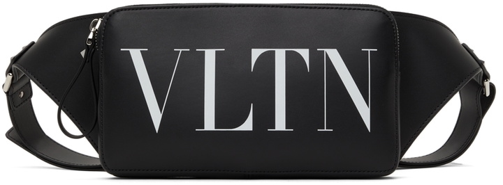 Photo: Valentino Garavani Black Large 'VLTN' Handle Pouch