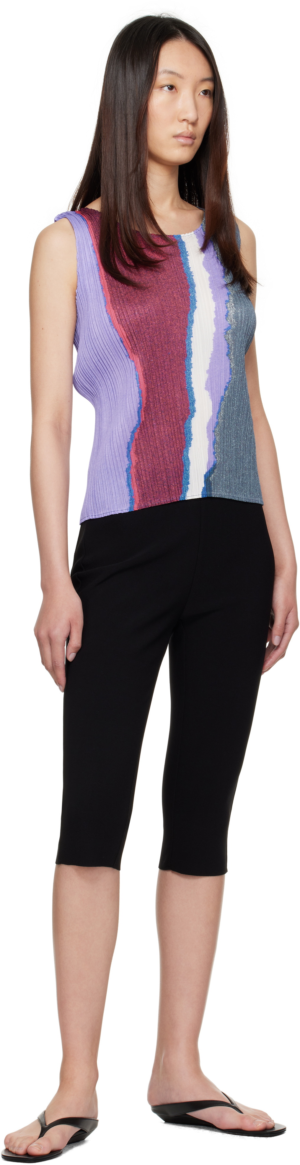 PLEATS PLEASE ISSEY MIYAKE Blue May Grainy Colors Tank Top