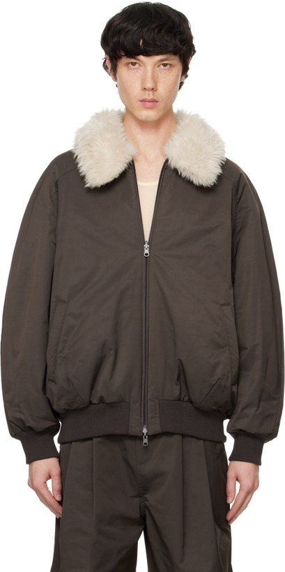 Photo: AMOMENTO Brown Oversized Shearing Reversible Bomber Jacket