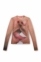 Diesel Long-sleeve top in printed technical mesh - T-Shirts - Unisex - Pink