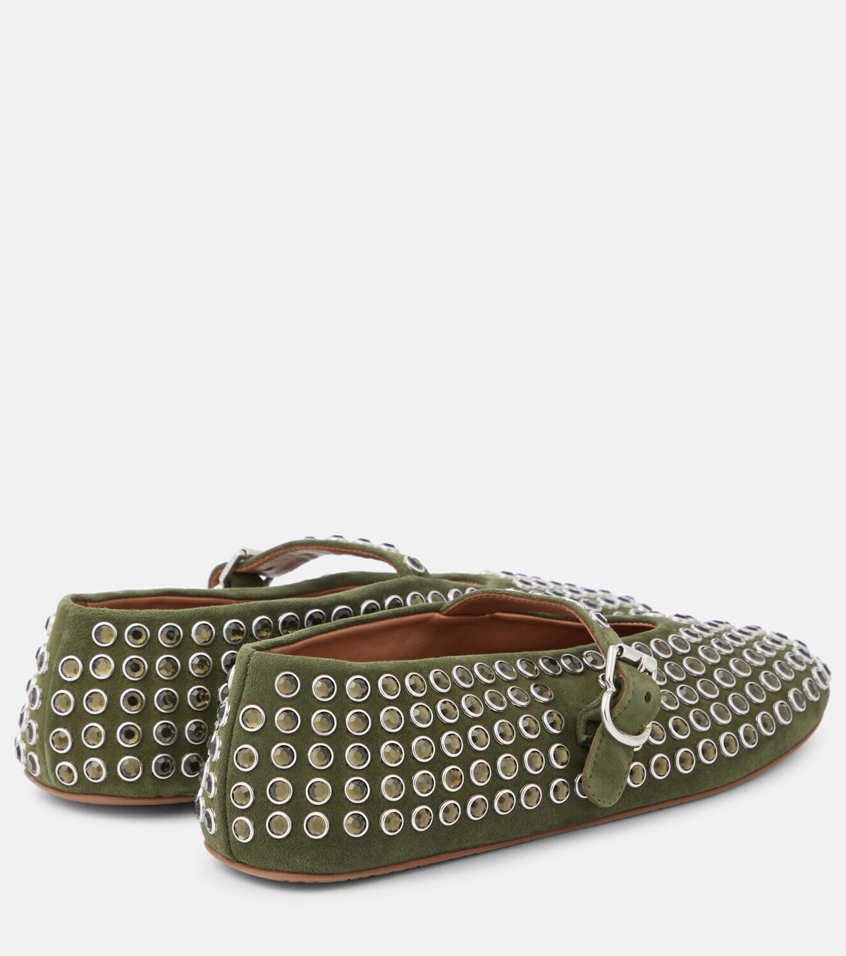 Alaïa Embellished suede ballet flats ALAÏA
