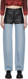 Alexander Wang Blue Stacked Leather Pants