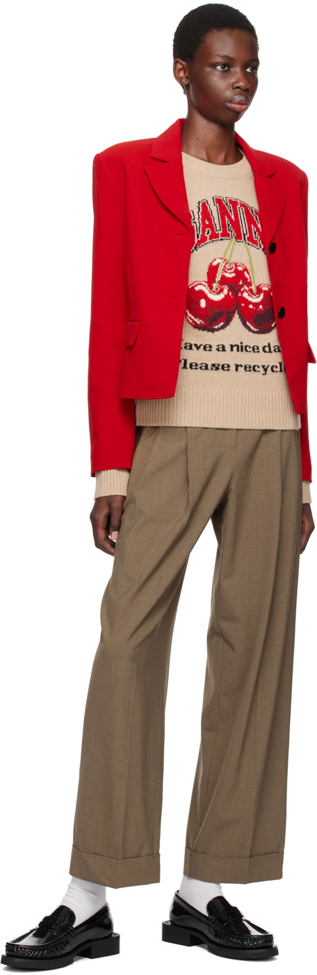 itimi shury ボーダー　ニット vintage ganni 古着 GANNI Beige Cherry Sweater GANNI