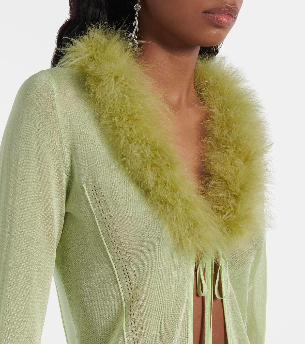 Blumarine Feather-trimmed cardigan