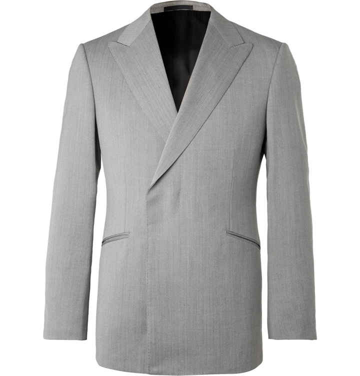 Photo: Kingsman - Conrad Slim-Fit Double-Breasted Herringbone Wool Suit Jacket - Gray