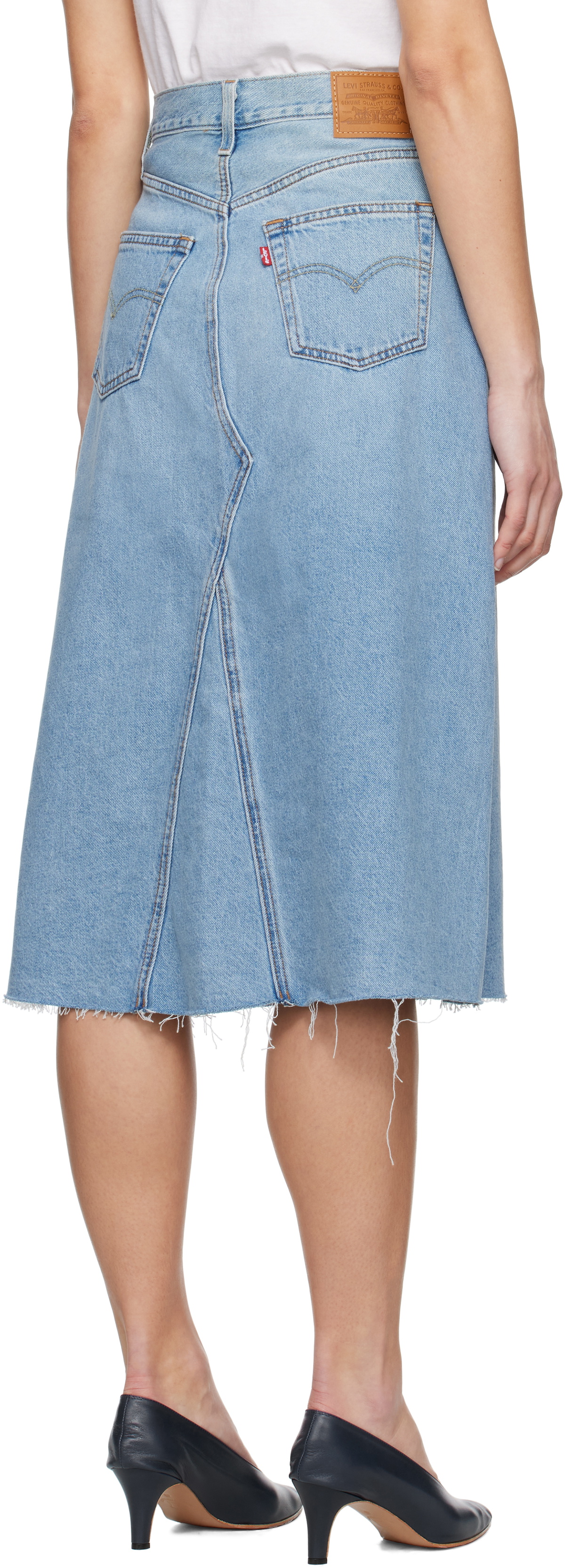 Levi's Blue High Rise A-Line Denim Midi Skirt