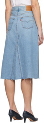 Levi's Blue High Rise A-Line Denim Midi Skirt