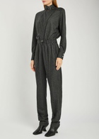 Isabel Marant Rheane Pinstriped Wool-blend Jumpsuit Dark Grey