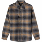 AMIRI Men's Plaid Padded Overshirt in Brown