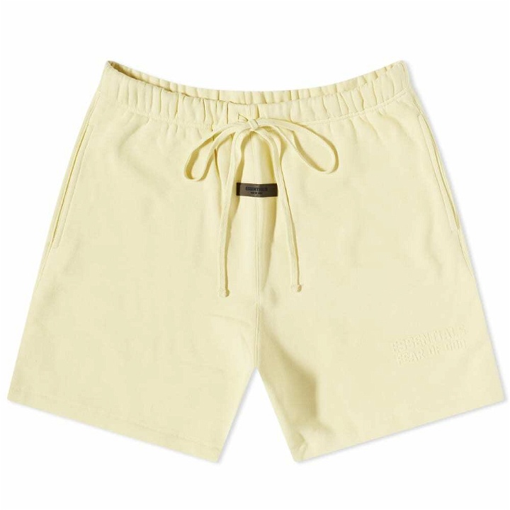 Photo: Fear of God ESSENTIALS Logo Sweat Shorts in Canary