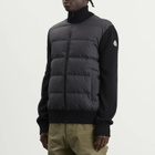 Moncler Men's Hybrid Padded Front Wool Zip Jacket in Black