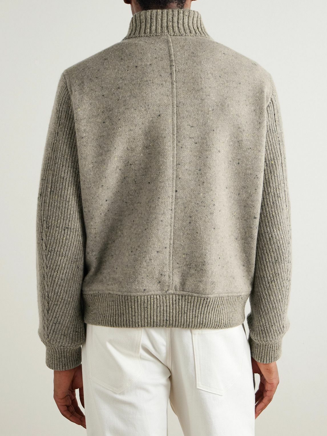 Eleventy - Shawl-Collar Wool and Cashmere-Blend Bomber Jacket - Gray