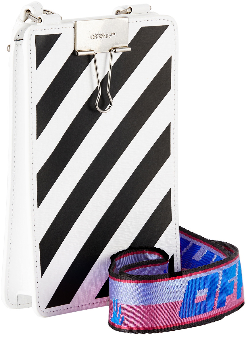 Off White White Diag Vertical Wallet Phone Pouch Off White