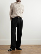 Loro Piana - Newcastle Mélange Cable-Knit Wool and Cashmere-Blend Rollneck Sweater - Neutrals