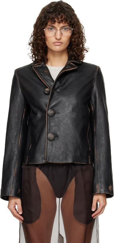 Photo: MM6 Maison Margiela Black Sports Leather Jacket