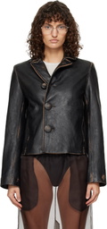 MM6 Maison Margiela Black Sports Leather Jacket