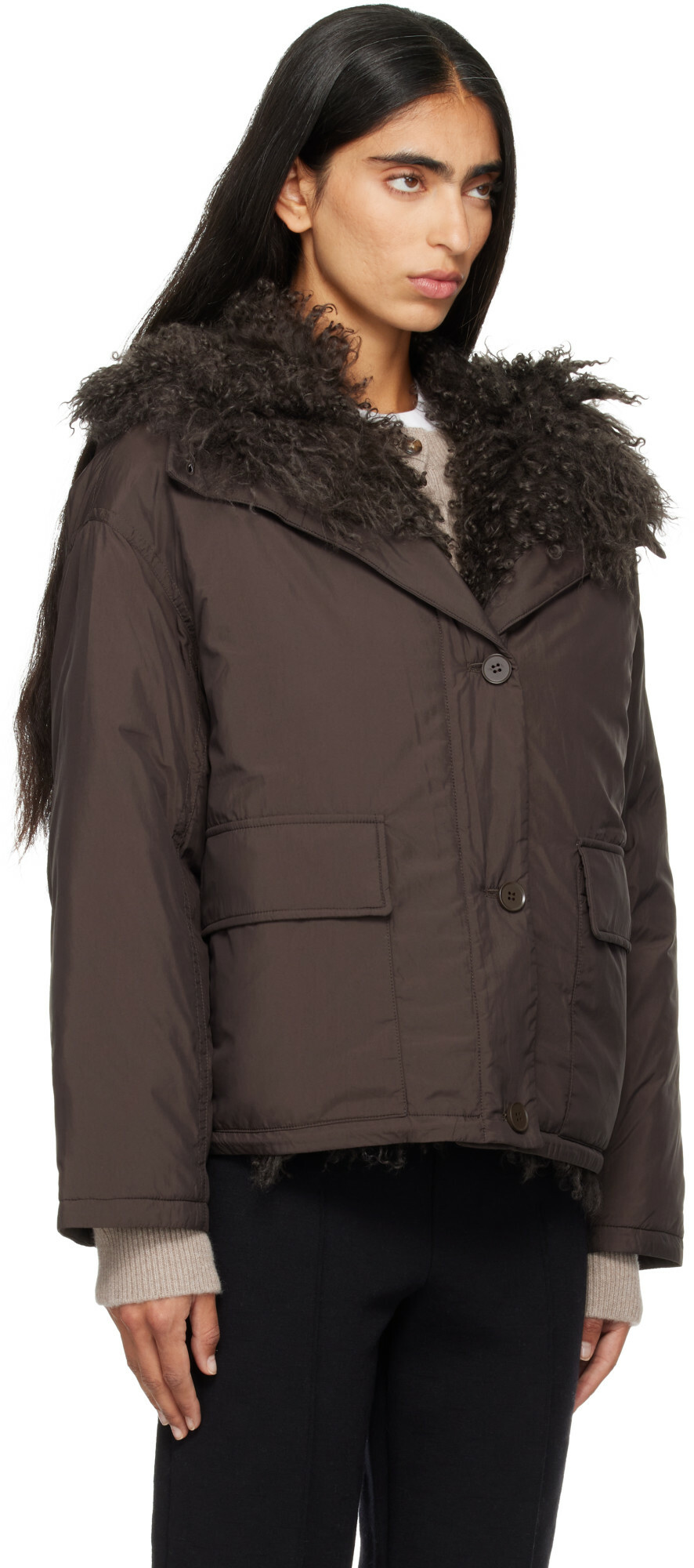 Yves Salomon Brown Short Down Jacket