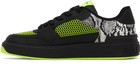 Balmain Black & Green B-Court Flip Snake-Effect Sneakers