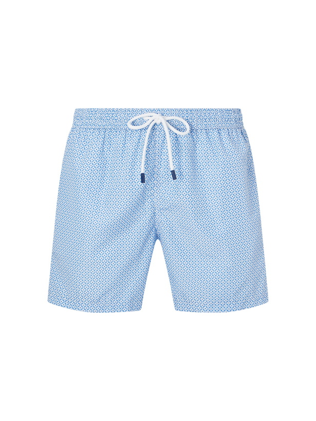 Photo: FEDELI - Madeira Printed Straight-Leg Swim Shorts - Blue
