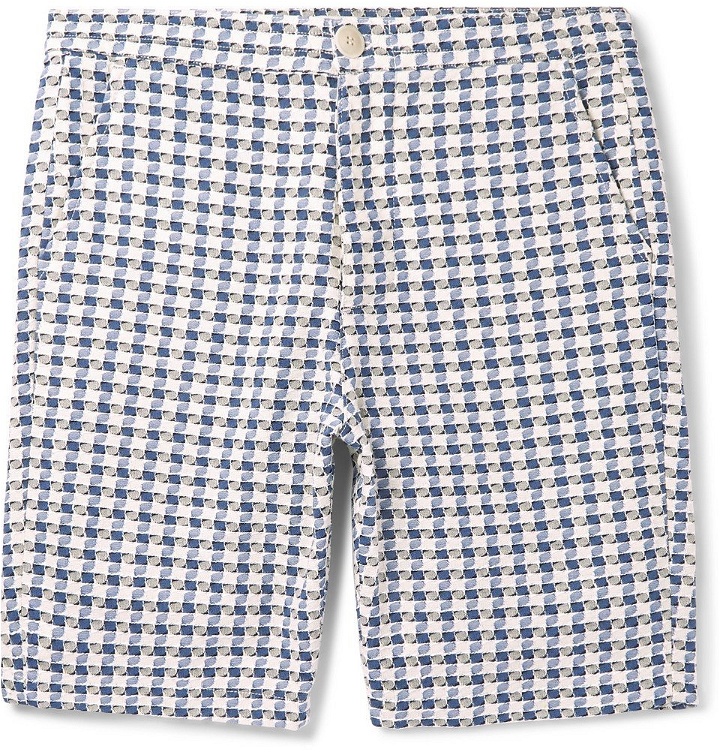 Photo: Oliver Spencer - Ebley Checked Woven Cotton Shorts - Blue